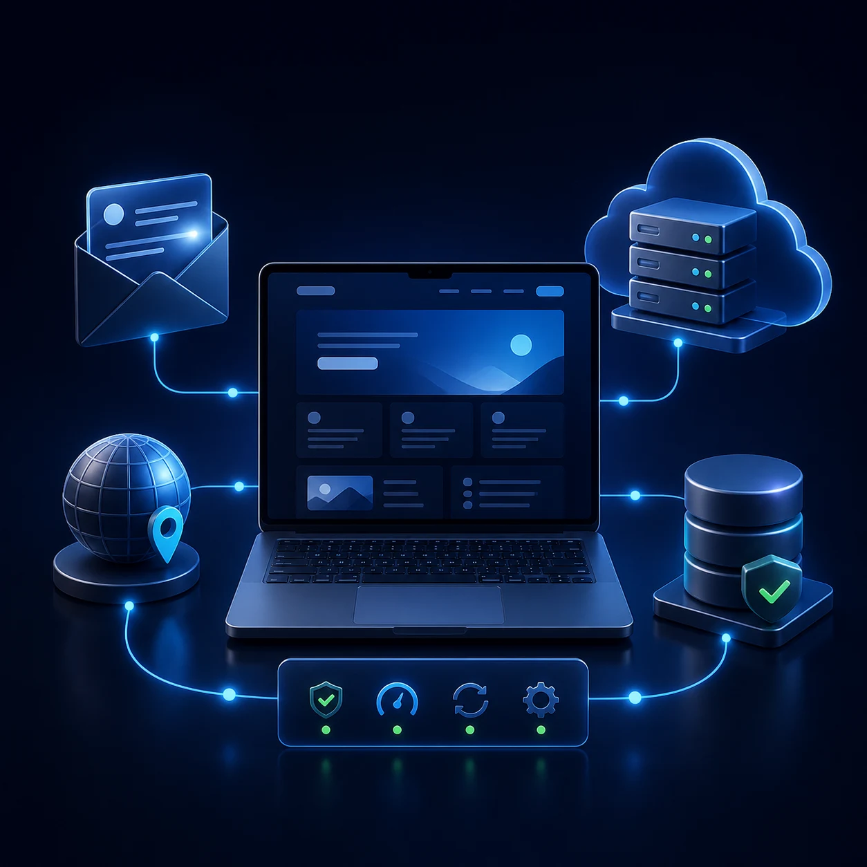Solución digital integral con desarrollo web, correo empresarial, dominio y operación técnica