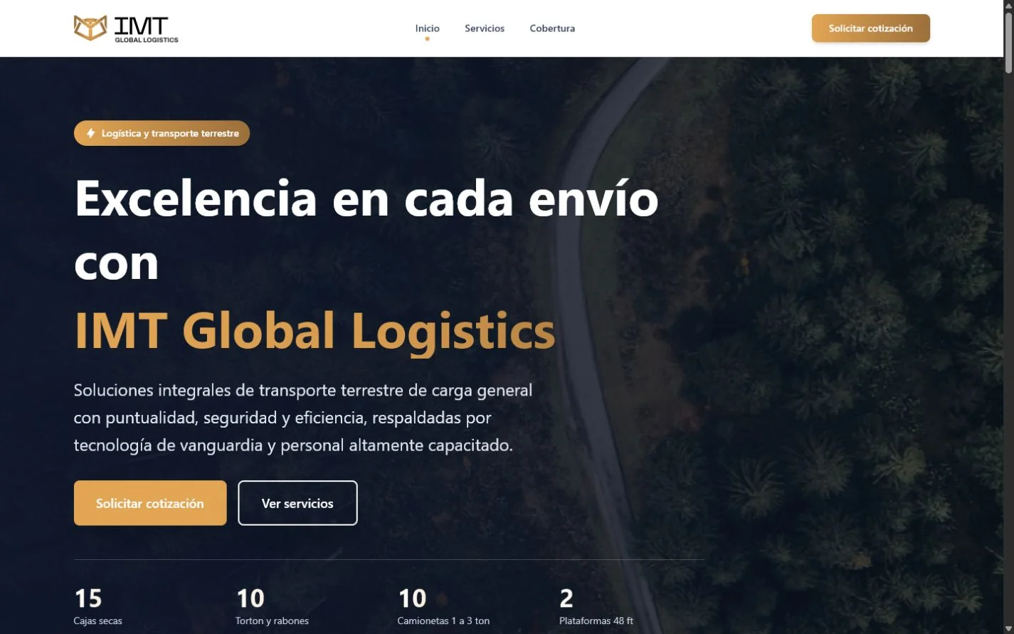 Vista previa del sitio de IMT Global Logistics